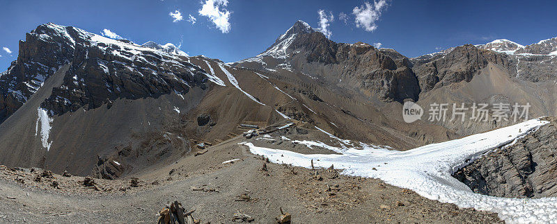 Thorong High Camp全景，Annapurnas长途旅行线路，尼泊尔